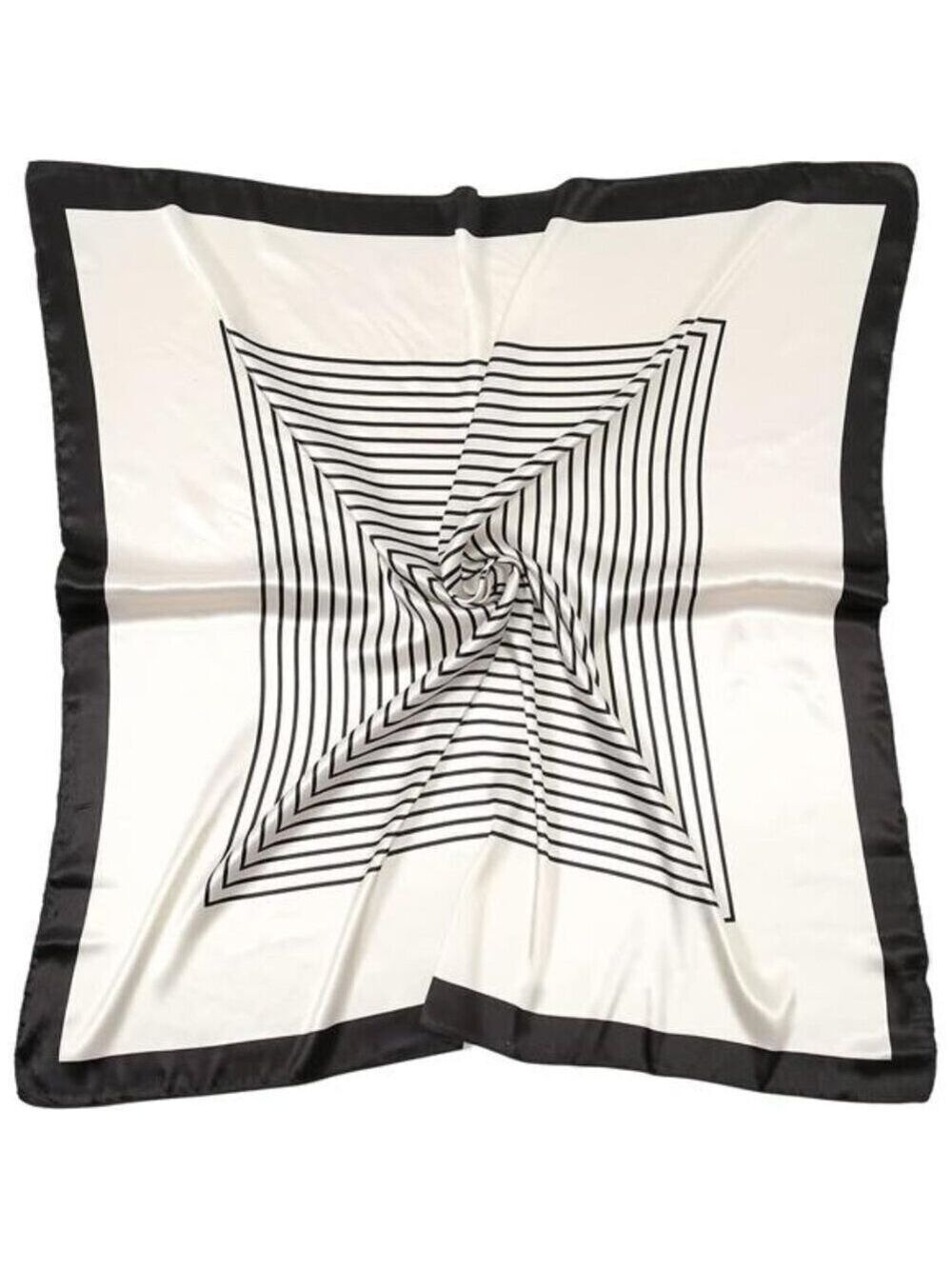 Black and White Boho Head Scarf Like Silk Scarf Hair Scarf Printed Square Scarf